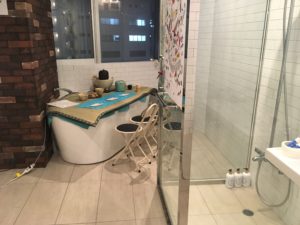 Tea ceremony workshop on bathroom